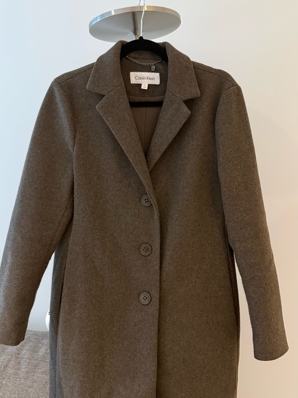 Calvin Klein Women's Dark Brown Wool-Blend Pea Coat
